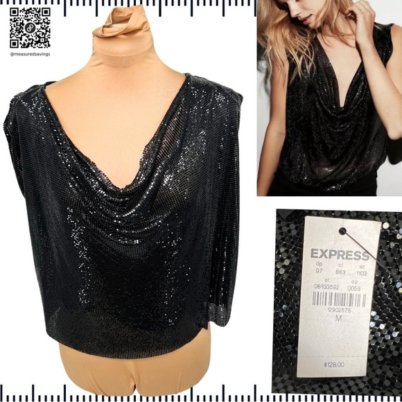 Express  - NWT Medium - Black Chainmail Top - New with Tags - 2017 - Picture 1 of 8